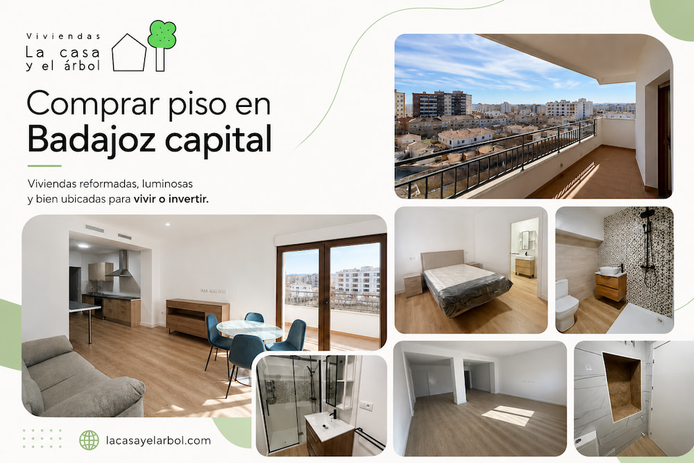 Pisos en venta en Badajoz capital con dos y tres dormitorios en zonas céntricas.
